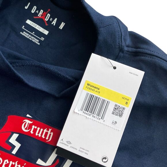 Nike T-Shirt WMNS S Blue Air Jordan Howard University Heavy Weight HBCU Jumpman - Picture 4 of 10